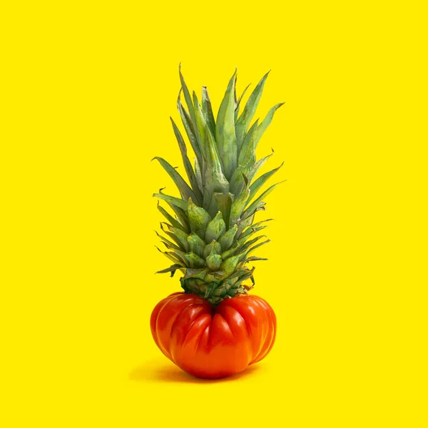 Abacaxi Mínimo Abstrato Grande Conceito Único Tomate Orgânico Arranjo Moderno — Fotografia de Stock