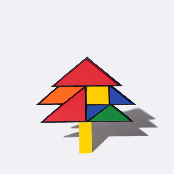 Uma Árvore Natal Estilo Mondriano Colorido Vibrante Criado Arranjos Quebra — Fotografia de Stock
