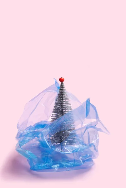 Περιβαλλοντικά Εμπνευσμένη Ιδέα Ανοίξτε Πλαστικό Μπλε Μιας Χρήσης Μπλε Τσάντα — Φωτογραφία Αρχείου