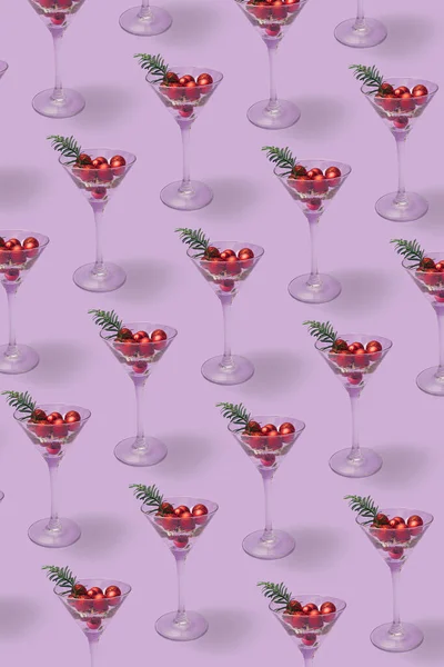 Padrão Feito Vidro Martini Cheio Ornamento Bola Natal Vermelho Pequeno — Fotografia de Stock