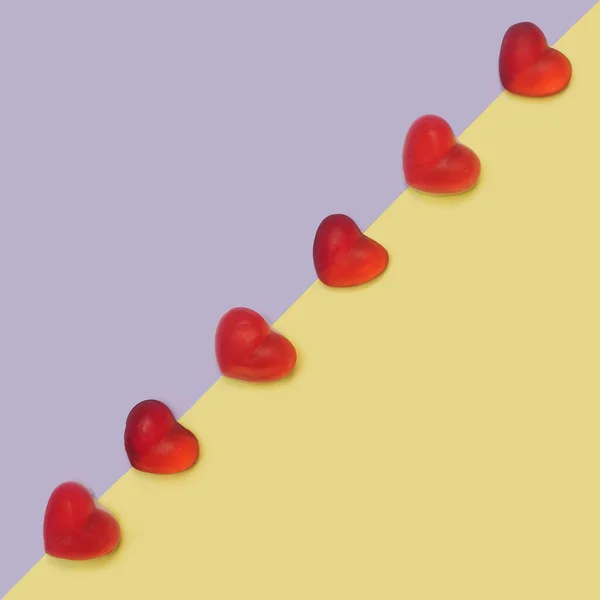 Επίπεδη Διάταξη Σχήμα Καρδιάς Γεύση Μαλακό Pop Καραμέλες Κολλώδης Διαγώνια — Φωτογραφία Αρχείου