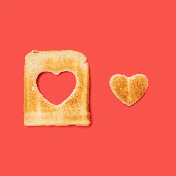 Concetto Amore Incondizionato Fatto Una Fetta Pane Tostato Con Cuore — Foto Stock