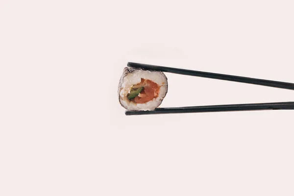 Sushi Roll Minimal Concept Black Chopstick One Piece Roll Nori — Stock Photo, Image