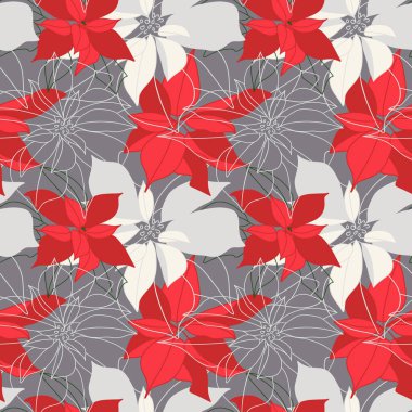 Kırmızı ve beyaz Noel çiçekleri deseni