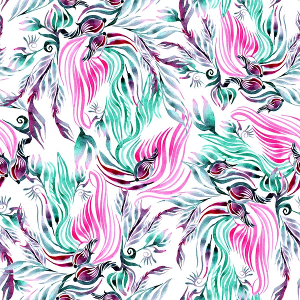 decorative seamless pattern with curls andmonograms