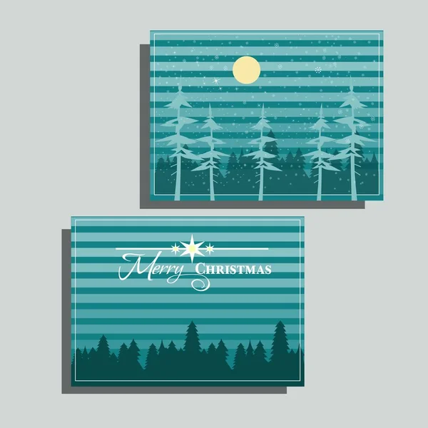 Tarjeta Navidad Con Árboles Navidad Bosque Invierno — Vector de stock