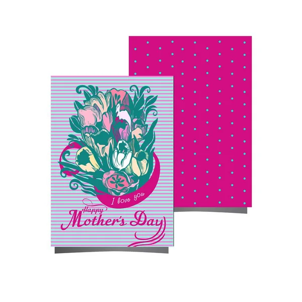 Grußkarte Mit Tulpenblumen Für Einen Glücklichen Muttertag — Stockvektor