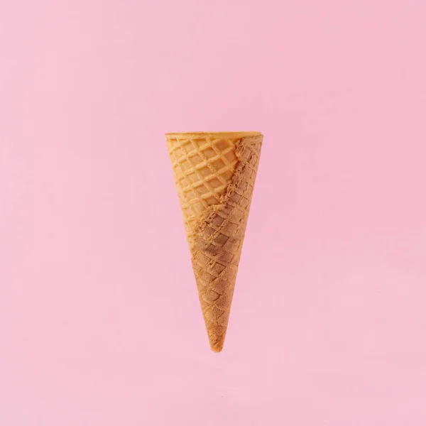 Ice Cream Cone Light Pink Background — 图库照片