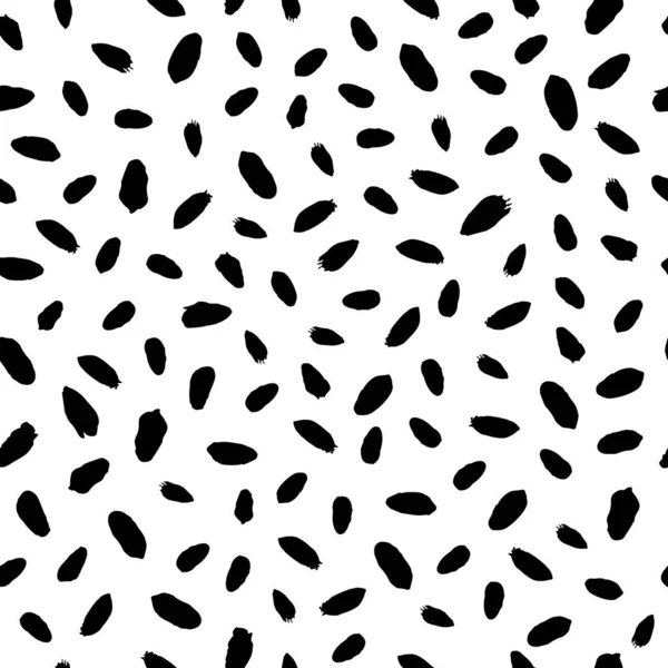 Black and white abstract oval spots pattern. — Vector de stock