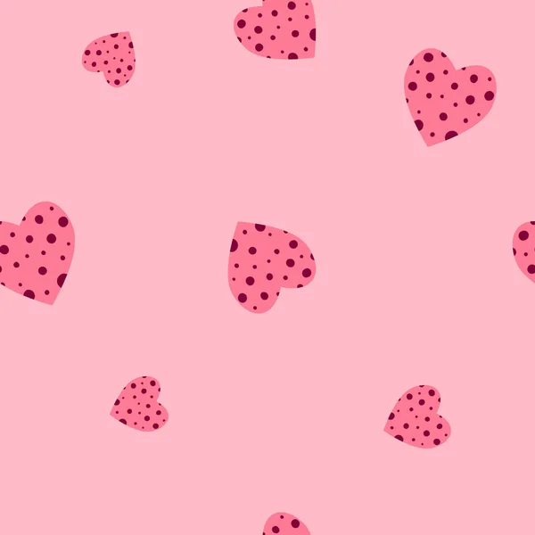 Pattern Hearts Dots Pink Background Vector Illustration — Stockvektor