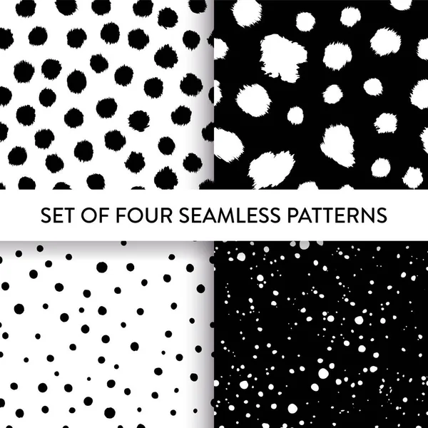 Black White Minimalistic Spotted Pattern Set Vector Illustration — Stock Vector