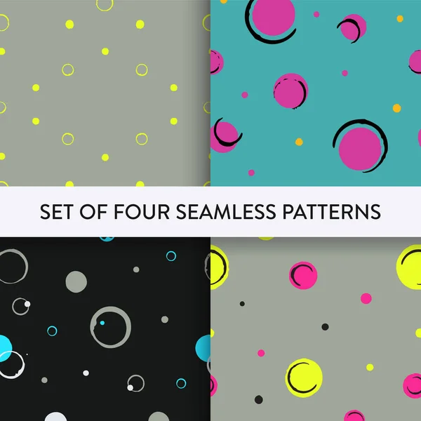 Circles Dot Line Abstract Repeat Seamless Pattern Set Vector Illustration — Vetor de Stock