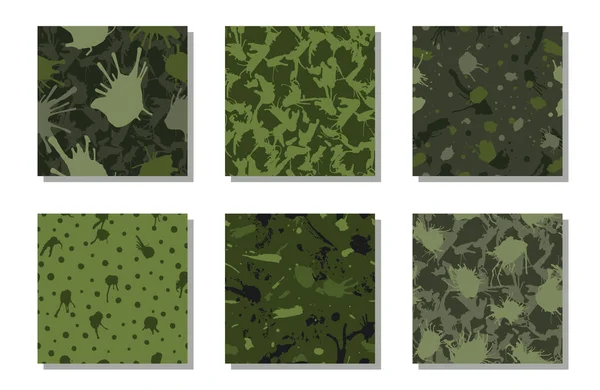 Military Style Abstract Repeat Seamless Pattern Collection Vector Illustration Printable — 图库矢量图片