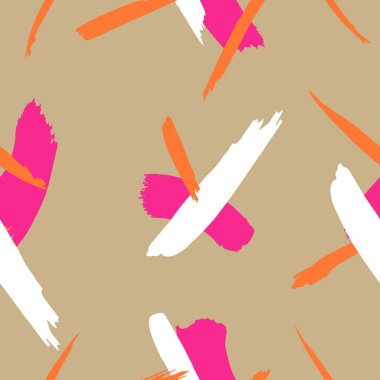 Hand painted brush stroke repeat seamless pattern in black and white. Vector illustration. Pattern for print, wallpaper, textile, fashion, scrapbooking, cover, decor.