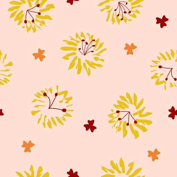 Seamless Repeat Pattern Hand Drawn Flowers Vector Illustration Pattern Print — Stock Vector