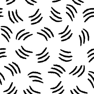 Boya fırçası, siyah-beyaz tekrarlayan desen. Vektör çizimi. Baskı, hatıra defteri, tekstil, moda, hediye paketi ve duvar kağıdı deseni.