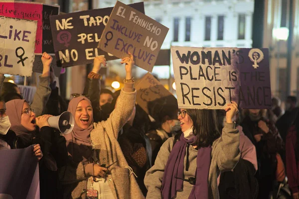 Valencia Spanyolország 2022 Március Üzenet Poszteren Március Feminista Tüntetésen — Stock Fotó