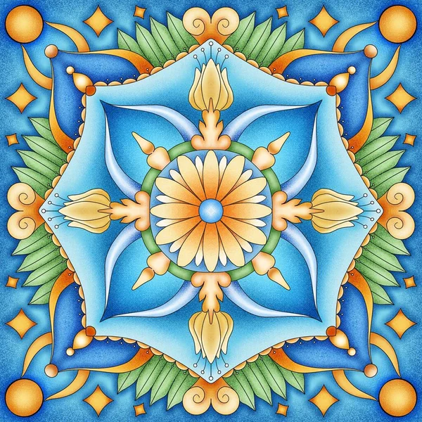 Λεπτομερείς παραδοσιακές tiles.Valencian κεραμίδια. Στολίδι της Majolica. Λουλούδι στολίδι. Πορτογαλικό πλακάκι. Αρχαίο μοτίβο. Πλακάκια Μαρόκου. — Φωτογραφία Αρχείου