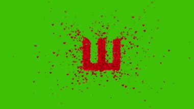 Sevgililer Günü için 3D yorumlama. 14 Şubat 'ta 3 boyutlu kalplerden Rus harfleri üretildi. Kırmızı kalpler alfa ile farklı yönlerde uçuyor. Şeffaf arkaplan en iyi stok soyut