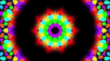 Soyut sürrealite döngü hareketi arka planı, çeşitli kaleydoskop dizileri. Soyut hareket grafikleri. Yoga, kulüpler, gösteriler, mandala, eşitleyici, fraktal animasyon için. Kusursuz döngü.