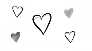 Kaos el yapımı kalp animasyonu. Kalpli karo animasyonu. Sevgililer Günü için kendi kendine çizim yapma seti. Aşk sembolü. Dinamik siyah beyaz animasyon 