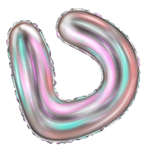 Silver foil inflatable toys font Hebrew letters balloons. 3d illustration of a realistic letter Tet isolated on white. Hebrew alphabet.Type for Jewish holidays . High quality 3d illustration — 스톡 사진