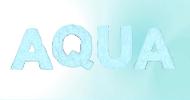 4K abstrait animé inscription d'eau bleue Aqua.3d rendant lettres d'eau.Fonte Liquis avec masque couche alpha. Changer la couleur et les images d'arrière-plan. Pour la publicité de l'eau claire et barrière de l'eau et — Video