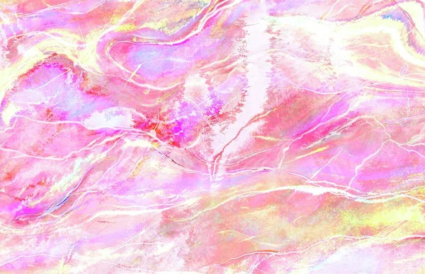 Luxury abstract fluid art painting in alcohol ink and watercolor technique, mixture of pink, blue and gold paints.Great wallpaper with pink opal in the cut for bedroom, kids room and other space. High