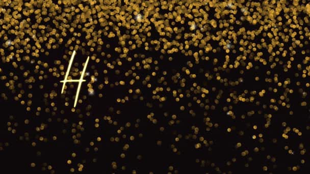 Gelukkig Nieuwjaar Neon Lichten Sprankelende Glitter Animatie Glanzend Gouden Verloop — Stockvideo