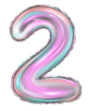 Sanal folyo şişirilebilir oyuncak sayıları balonları. Gerçekçi bir dekorasyonun 3 boyutlu resmi. Balon bir beyaz üzerine izole edilmiş..