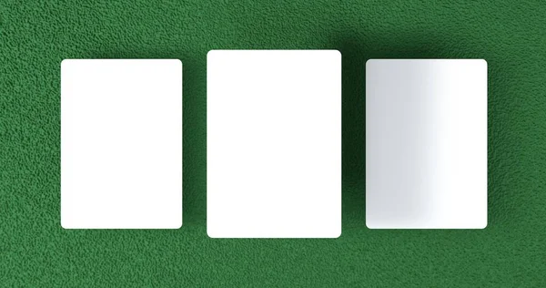 Hrací Karty Mockup Balíček Karet Zeleném Koberci Kasina Vykreslování Ilustrace — Stock fotografie