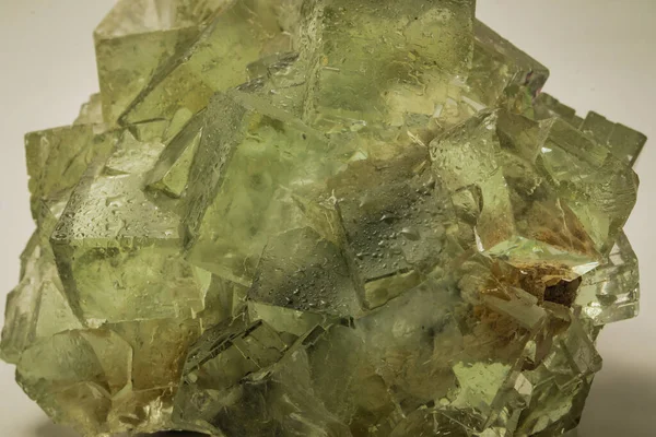 Fluoritový Minerální Vzorek Zelené Krystaly — Stock fotografie