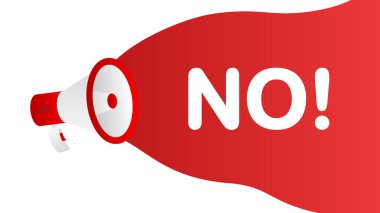 Pankart şablonu yok. Megafonlu bir pazarlama broşürü. Perakende tanıtım ve duyuru şablonu. Vektör illüstrasyonu