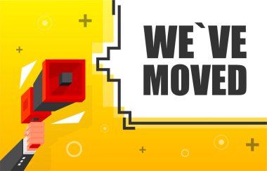 Sancak şablonunu değiştirdik. Megafonlu bir pazarlama broşürü. Isometric ve piksel tarzı. Perakende tanıtım ve duyuru şablonu. Vektör illüstrasyonu.