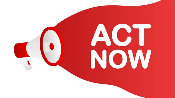 Act Now Banner Vorlage Marketingflyer Mit Megafon Vorlage Für Einzelhandelsförderung — Stockvektor