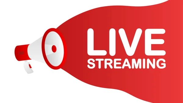 Live Streaming Banner Template Marketing Flyer Megaphone Template Retail Promotion — Stock Vector