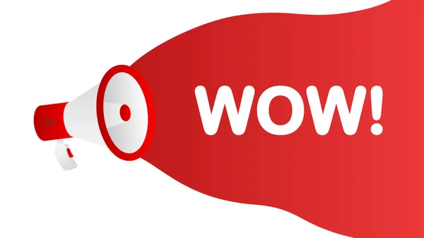 Modello Banner Wow Volantino Marketing Con Megafono Modello Promozione Annuncio — Vettoriale Stock