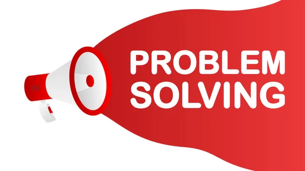 Probleem Oplossen Banner Sjabloon Marketing Flyer Met Megafoon Model Voor — Stockvector