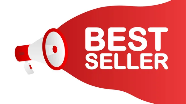 ベストセラーバナーテンプレート メガホンでマーケティングチラシ 小売促進と発表のためのテンプレート ベクターイラスト — ストックベクタ