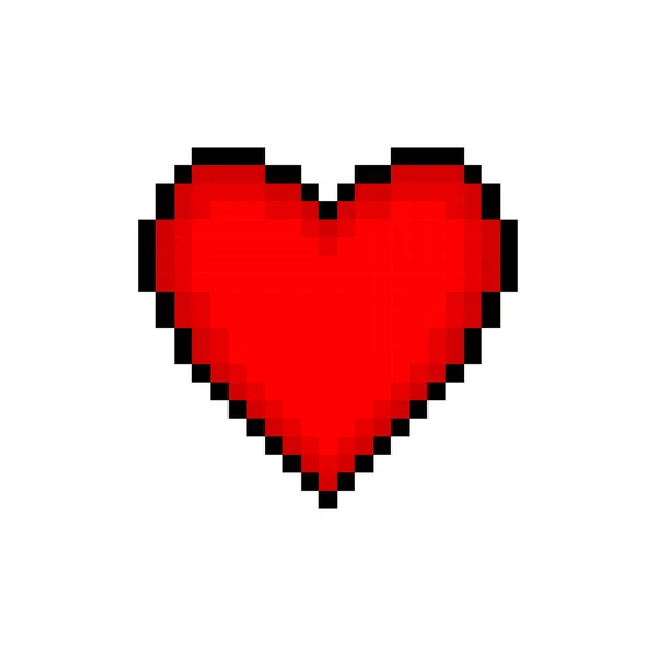 Pixel Bitowa Ikona Czerwonego Serca Izolowany Obiekt Białym Tle Znak — Wektor stockowy