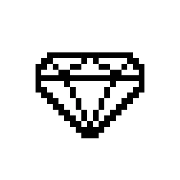 Pixel Icono Diamante Bits Objeto Aislado Sobre Fondo Blanco Signo — Vector de stock