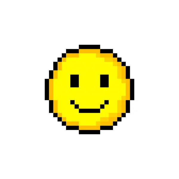 Pixel Círculo Amarillo Bits Con Sonrisa Objeto Aislado Sobre Fondo — Vector de stock