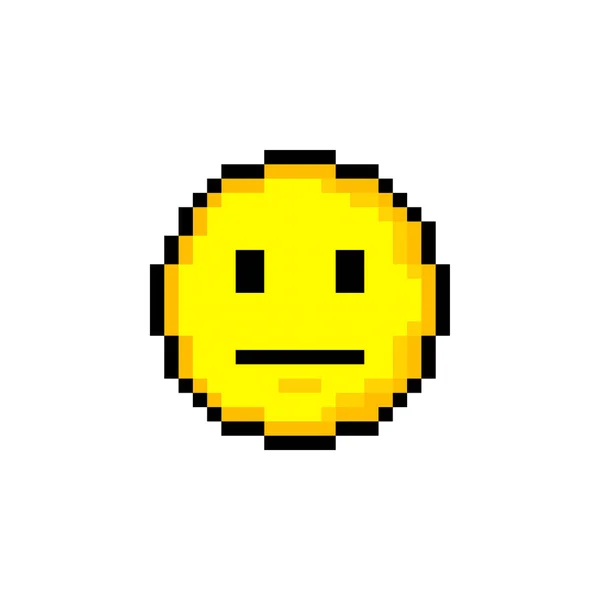Pixel Bit Círculo Amarelo Com Sorriso Objeto Isolado Sobre Fundo — Vetor de Stock