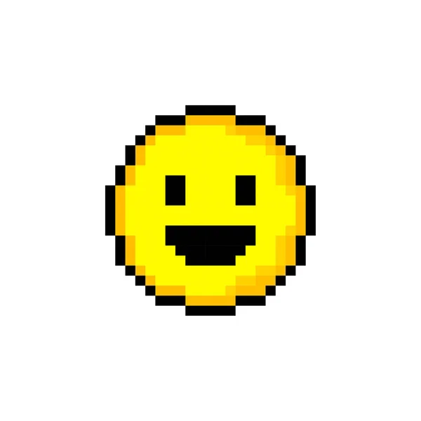 Pixel Círculo Amarillo Bits Con Sonrisa Objeto Aislado Sobre Fondo — Vector de stock