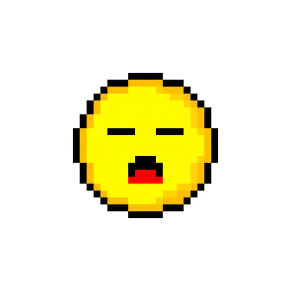 Pixel Círculo Amarillo Bits Con Sonrisa Objeto Aislado Sobre Fondo — Vector de stock