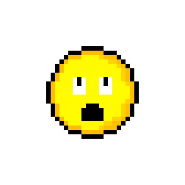 Pixel Bit Žlutý Kruh Úsměvem Izolovaný Objekt Bílém Pozadí Emoční — Stockový vektor