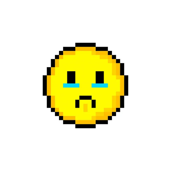 Pixel Cercle Jaune Bits Avec Sourire Objet Isolé Sur Fond — Image vectorielle