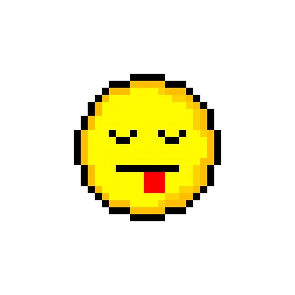 Pixel Círculo Amarillo Bits Con Sonrisa Objeto Aislado Sobre Fondo — Archivo Imágenes Vectoriales