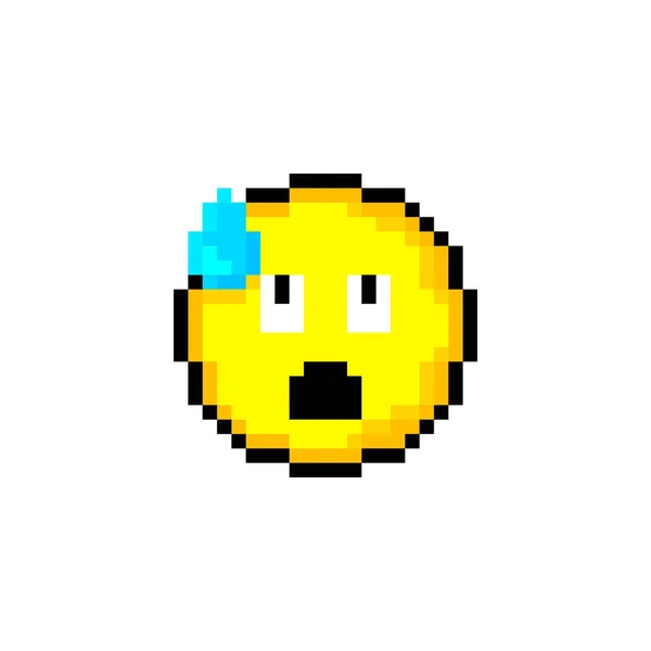 Pixel Bit Gelben Kreis Mit Lächeln Isoliertes Objekt Auf Weißem — Stockvektor