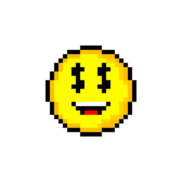 Pixel Círculo Amarillo Bits Con Sonrisa Objeto Aislado Sobre Fondo — Vector de stock
